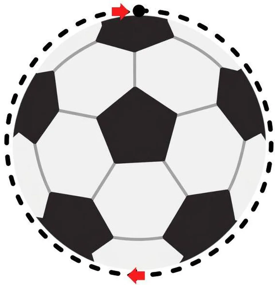Halaman menjiplak garis putus-putus bola dari modul Sensim - aktivitas fokus satu lembar untuk anak 3-5 tahun